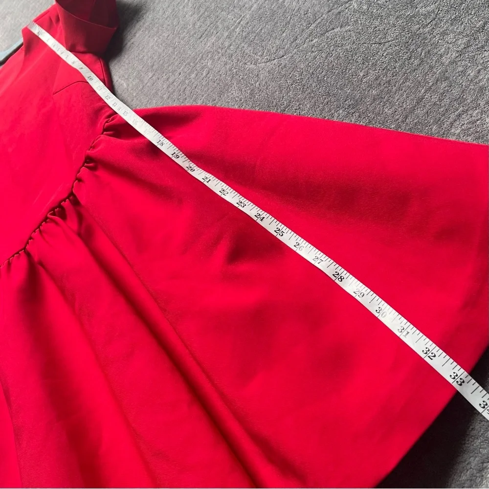 Red Mini Dress Sz 2 Wool Silk Made in Italy CD Embroidered Logo Black